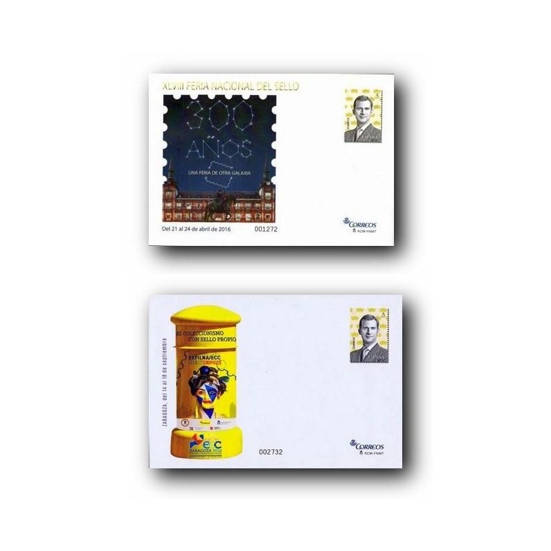 2016 España. Sobres Entero Postales Filatelia.