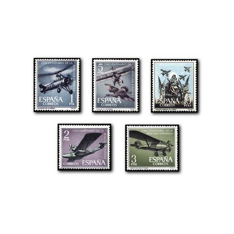 1961 Sellos de España (1401/05). L Aniv. de la Aviación Española.