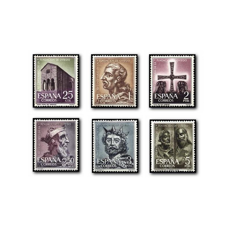 1961 Sellos de España (1394/99). XII Aniv. de la Fundación de Oviedo.