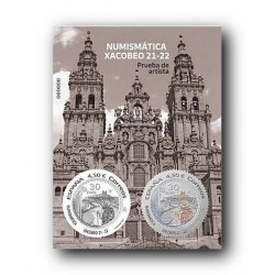 2022 Prueba Filatélica Oficial 162. Numismática. Xacobeo...