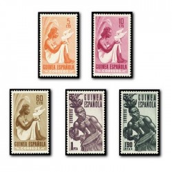 1953 Sellos de Guinea 325-329. Serie Básica