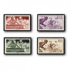 1954 Sellos de Guinea 334-337**. Pro Indígena