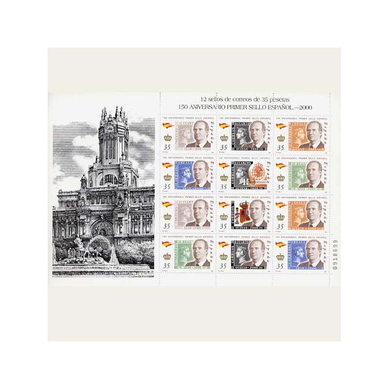 2000 España. 150 Aniv. del Primer Sello Español. Minipliego (Edif.MP-68)**