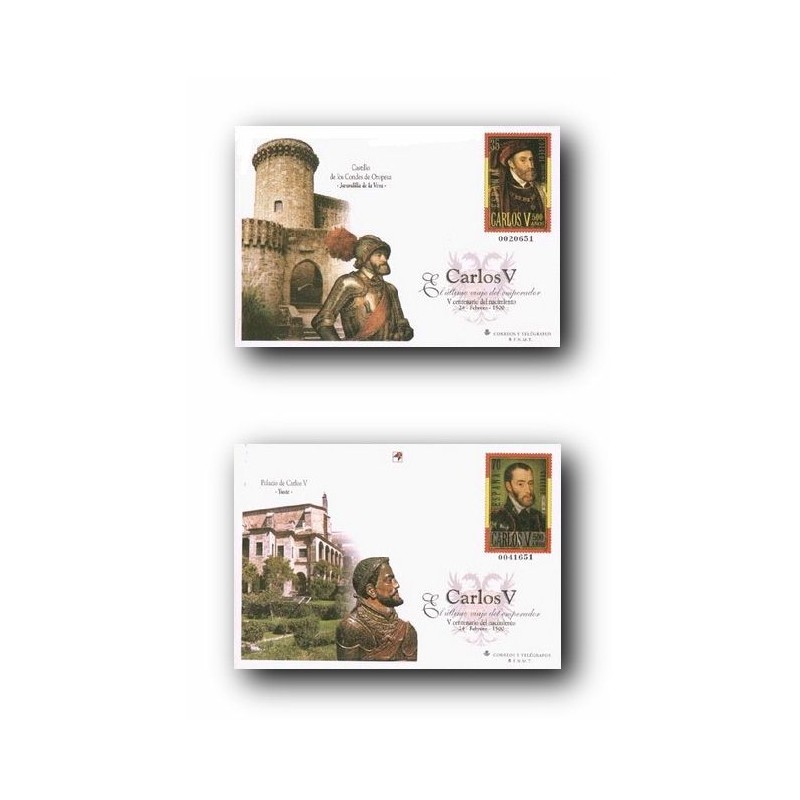 2000 España. Sobres V Cent. del Nacimiento de Carlos V (Edif. 65/66)**