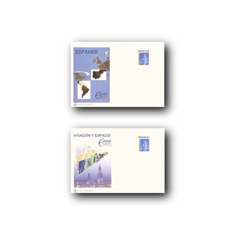 1996 España. Sobres ESPAMER - Aviación y Espacio (Edif. 33/34)**