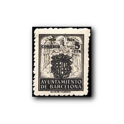 Barcelona 1944. Escudos Nacional y de la Ciudad. Edif. 59 **