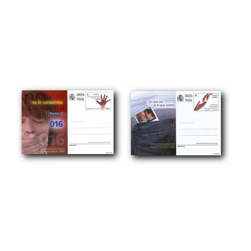 2008 España. Tarjetas Entero Postales - Valores Cívicos **