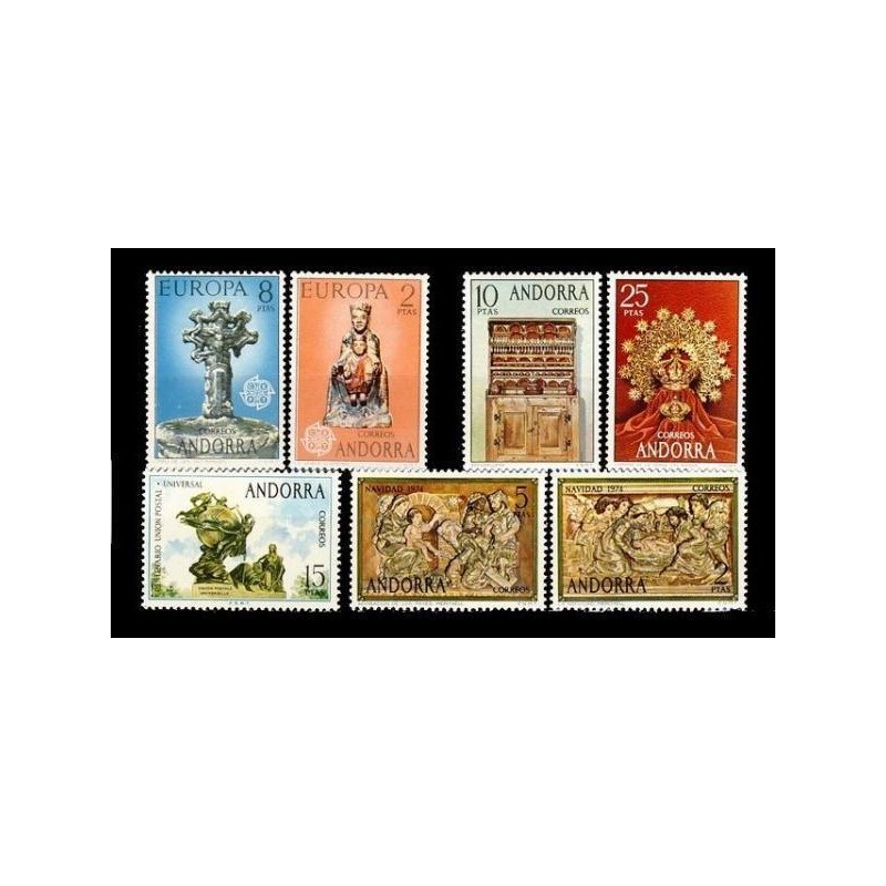 1974 Sellos de Andorra (Correo Español). Año Completo **