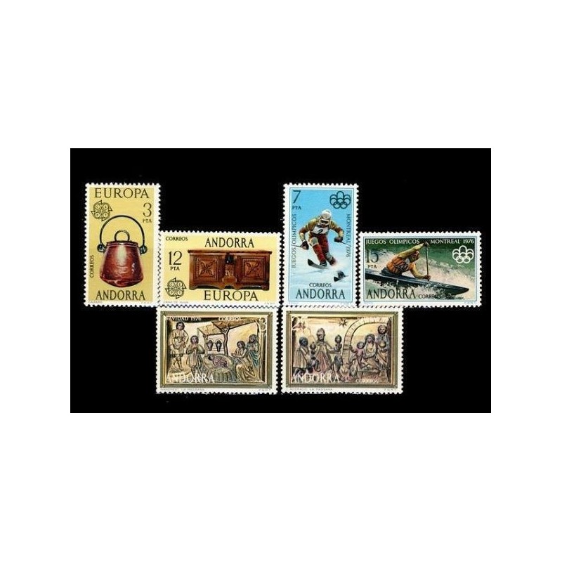 1976 Sellos de Andorra (Correo Español). Año Completo **