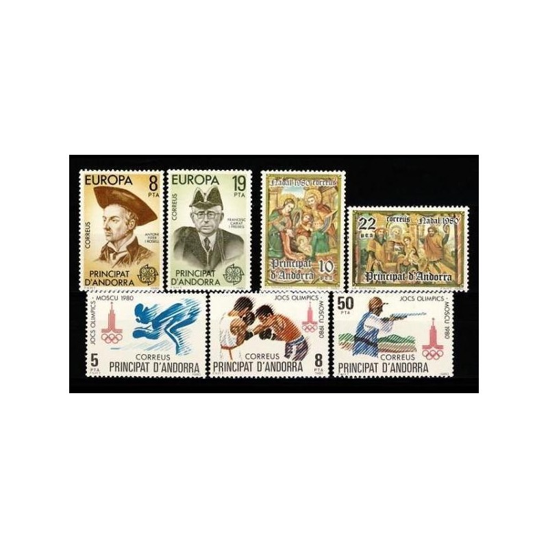 1980 Sellos de Andorra (Correo Español). Año Completo **