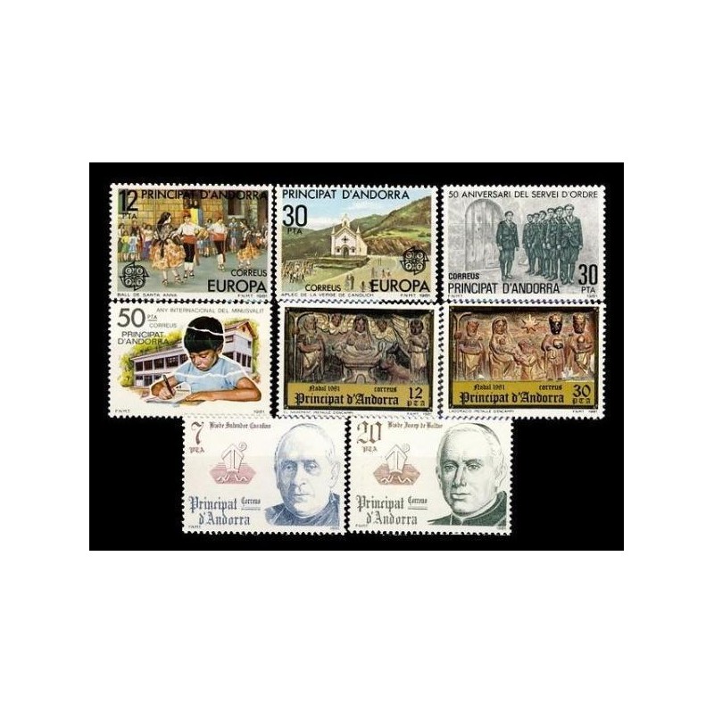 1981 Sellos de Andorra (Correo Español). Año Completo **