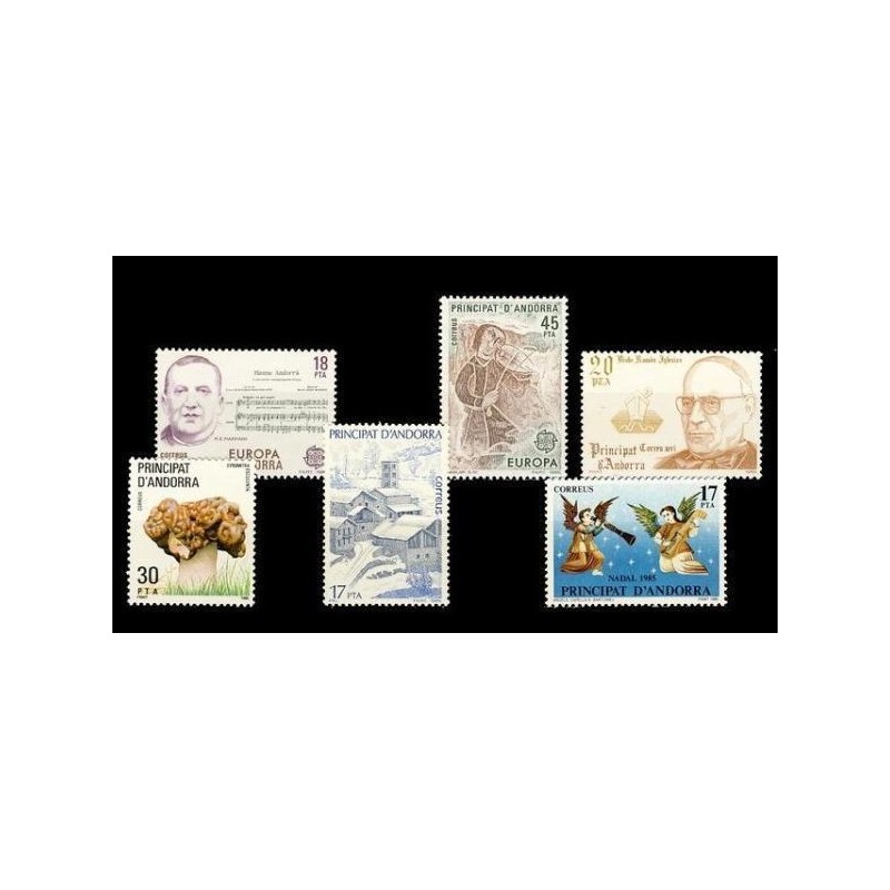 1985 Sellos de Andorra (Correo Español). Año Completo **