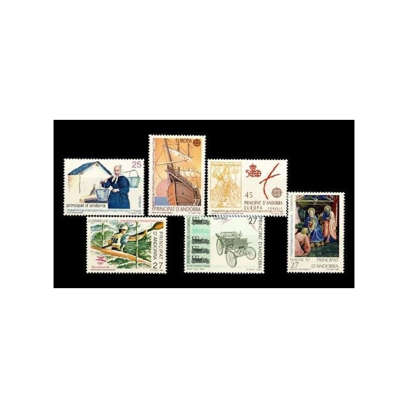 1992 Sellos de Andorra (Correo Español). Año Completo **