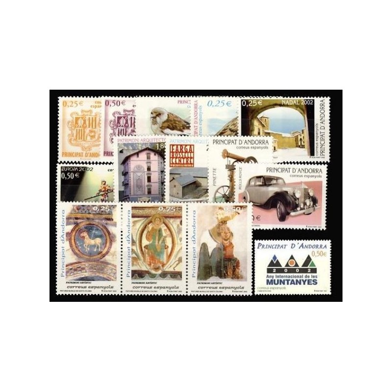 2002 Sellos de Andorra (Correo Español). Año Completo **