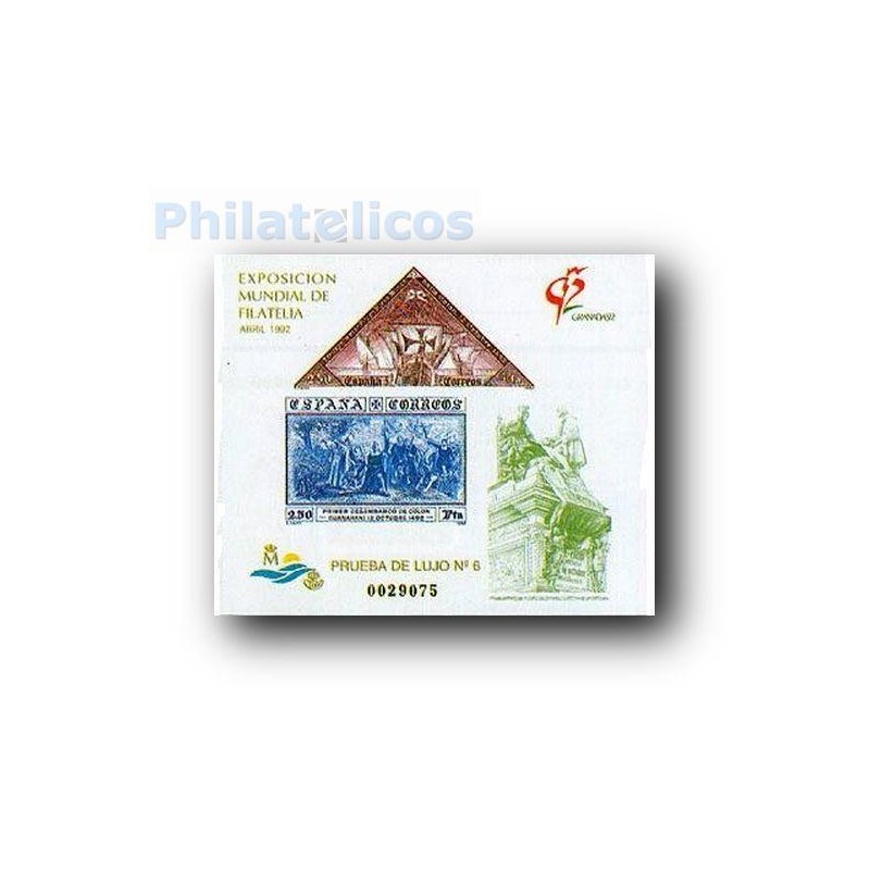 1992 Prueba Lujo 6. Exposición Mundial de Filatelia. Granada